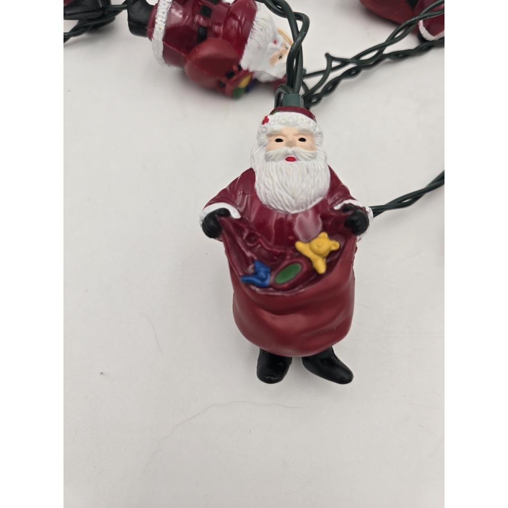 Set 10 Vintage Santa Claus String Christmas Lights Set 2 Designs WORKS 90s